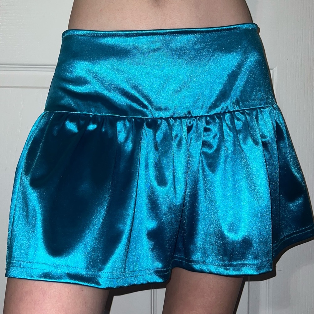 Shein Blue Metallic Festival Rave Party Skirt